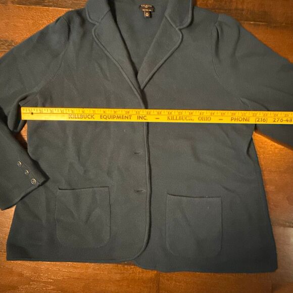 Talbots merino wool knit blazer cardigan size 2XL women’s blue green lagenlook m - Picture 8 of 9